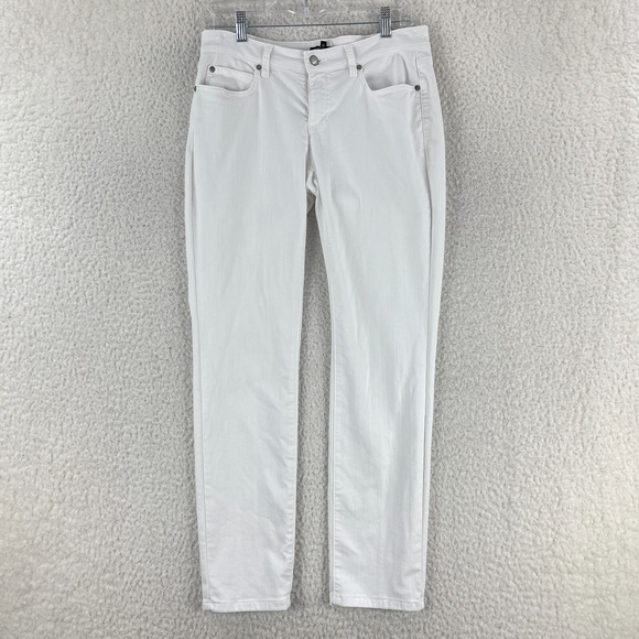 Eileen Fisher Jeans Womens Size 4 White Denim Skinny Leg Mid-Rise Organic Cotton - Picture 1 of 16